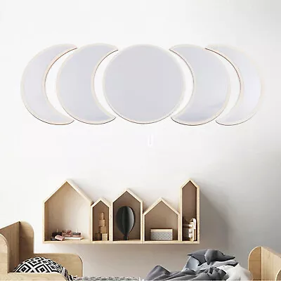 5Pcs Wooden Decorative Mirror Decor Nordic Acrylic Moon Phase Wall Decor Bedroom • $8.55