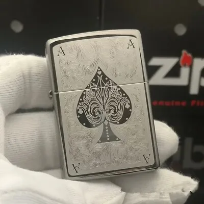 Genuine Zippo Lighter Ace Of Spades Black And Chrome • $69.99