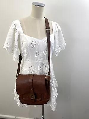 CAMPOMAGGI Brown Leather Satchel Bag W Crossbody & Shoulder Straps RRP $550 [ap • $299