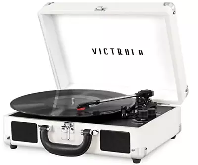 Victrola 3-Speed Bluetooth Portable Suitcase Record Player With Speaker White • $43.99