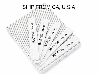 50 Pcs Professional Jumbo Square Nail Files Grit 100/180 Coarse & Fine Zebra • $17.99