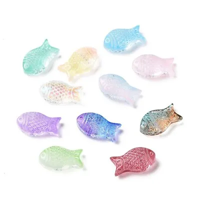 Glass Fish Beads Mixed Colours 15mm X 8mm 20pcs • £2.99