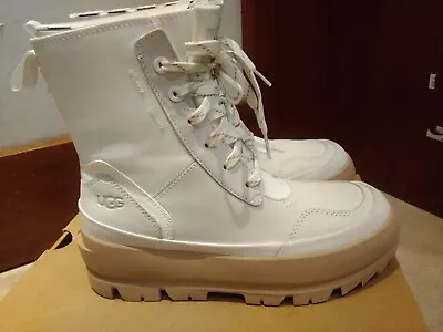 New UGG Women's The  Lug Lace-Up Platform BootsWaterproof Bright White Size 5.5 • $64.99