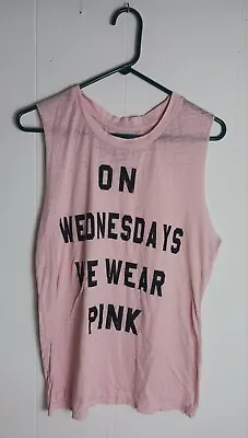 Mean Girls On Wednesdays We Wear Pink Womens Size Large Sheer Sleeveless Tank • $13.20