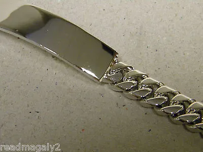 Large Men's Silver Plated Smooth ID Bracelet Curb Chain 8.5in Long 12mm Wide • $24.50