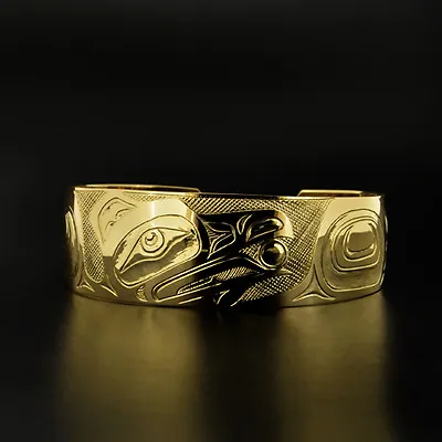 Raven And Sun Solid 14k Yellow Gold Native American Bracelet • $3800