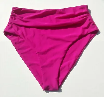 ZAFUL Women's Large (8) Nylon Bikini Bottoms Hot Pink Hipster With Crochet Side • $12