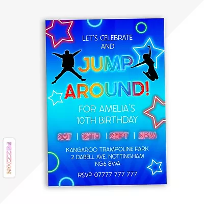 Personalised Jump Party Birthday Invitations - Trampoline Party - Bouncy Castle • £5.99