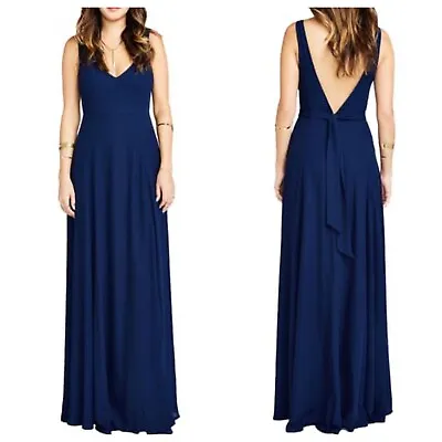 Show Me Your Mumu Jenn Maxi Chiffon Gown Dress Size XL Rich Navy NEW • $42