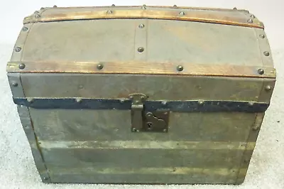 Antique Victorian Doll Dome Top Chest Wooden Steamer Trunk • $125