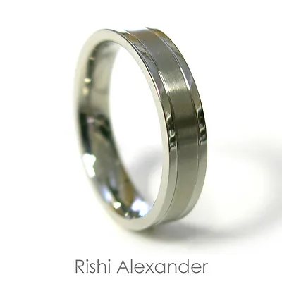 Stainless Steel High Polished And Centered Matte Finish Mens Wedding Band Ring • $9.99