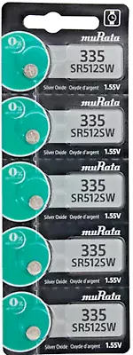 5 Murata 335 Sr512sw Sr512w Watch Batteries Made In Japan-Free Ship W/Tracking • $7.60