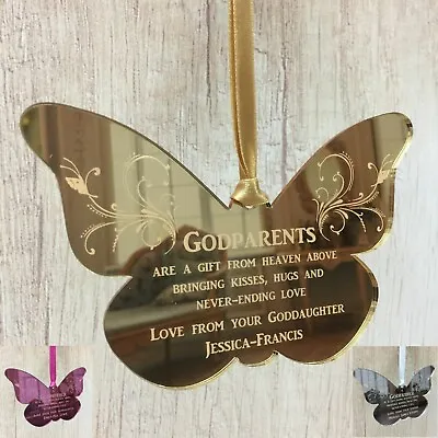 £12.95 • Buy Gift For Godparents Butterfly Signs Godmother Godfather From Godson Goddaughter