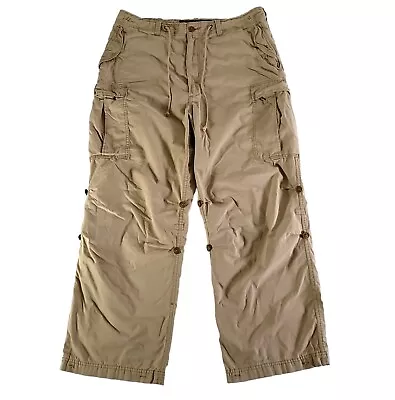 Vintage Abercrombie Fitch Paratrooper Pants Mens XL Baggy Cargo Y2K Khaki 092 • $49.99