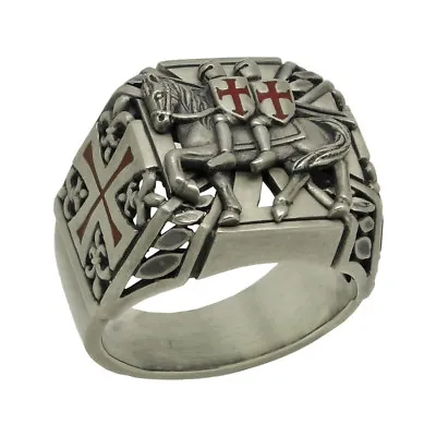 Knights Templar Masonic Sterling Silver 925 Men's Ring Handcrafted • $145.60