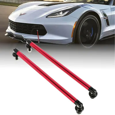 2x Front Bumper Lip Splitter Strut Rod Tie Support Bars Spoiler Red Adjustable • $13.50