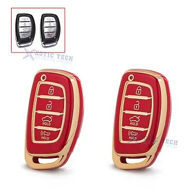 Pair Red TPU Full Cover Smart Key Fob Holder For Hyundai Tucson Elantra 4-Button • $15.97