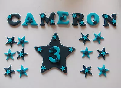 Edible Sugar Icing Personalised Star Blossom Flowers Plaque Set Cake Toppers • £8.95