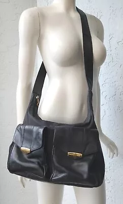 Vintage Mark Cross Black Leather Multi Pocket Crossbody Shoulder Bag See Details • $55