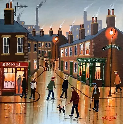 Mal.burton Original Oil Painting  The Bookies  Northern Art Direct From Artist • £165