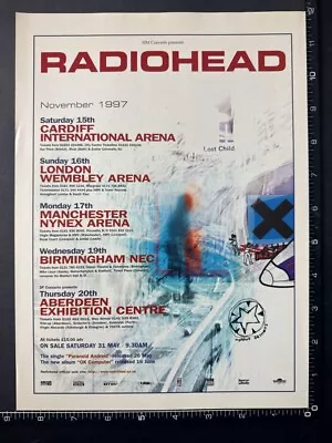 RADIOHEAD - OK COMPUTER TOUR 8X11' 1997 Poster Sized Advert M92 • £5.49