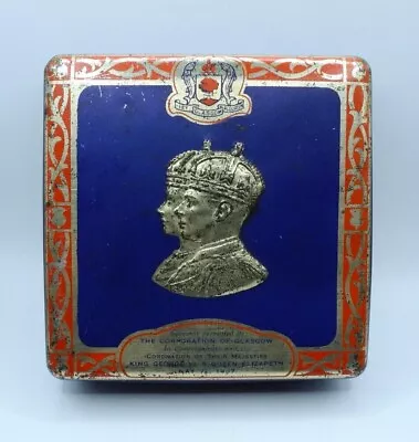 1937 Coronation Souvenir Chocolate Tin. Glasgow Corporation. Made By Birrell Ltd • £12