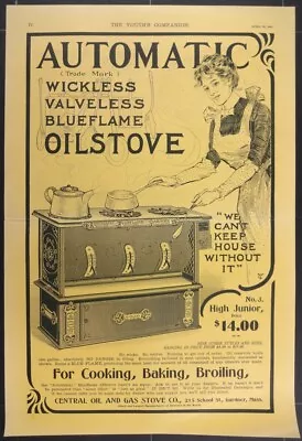 Vintage Magazine Ad 1900 Automatic Oilstove  Central Oil And Gas Stove Co. • $4.95