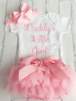 Baby Girls Frilly Tutu Knickers Outfit Daddy’s Little Girl From NEWBORN Pink • £8.99