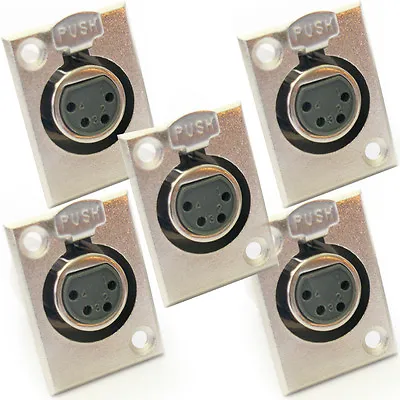 QTY 5 XLR 4 Pin Pole Female Solder Connector Chassis Panel Mount Module Socket • £11.99