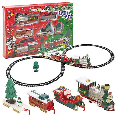Santa Christmas Tree Train Track Set Kids Toy Gift Decoration Lights And Sound • £14.99