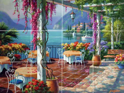 Lago Di Como Mediterranean Terrace View Italy Ceramic Tile Mural Backsplash • $59.99