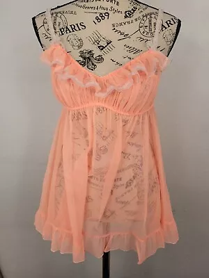 Victoria’s Secret Baby Doll Chemise Top Womens Medium Orange Cheer NEW NWT • $23.19