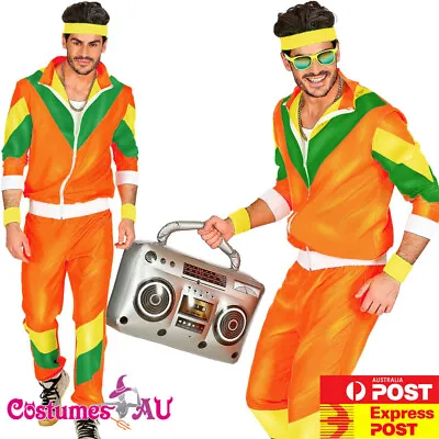 Mens 80s Costume Height Fashion Scouser Tracksuit Orange Suit 80's 1980s Party • $33.24
