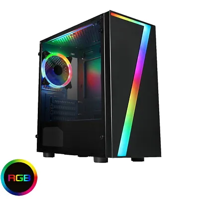 £41.99 • Buy CiT Seven Gaming Micro ATX PC Case Rainbow RGB LED Fan Acrylic Glass Window MATX