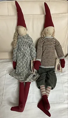 Maileg Christmas Pixy Set Of 2 Max & Maxi 25”tall New With Tags Denmark • $220.04