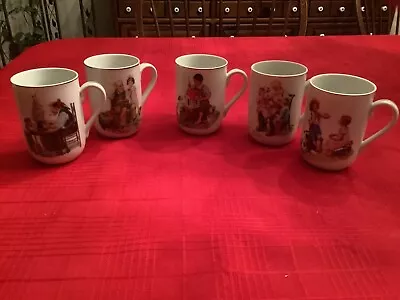 Vintage Norman Rockwell Coffee Cups 1982 Set Of 5 • $15