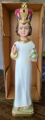 Vintage 1966 Infant Of Prague Large 12  Columbia Chalkware Statue With Box Italy • $49.99