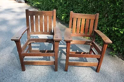 L & JG Stickley Mission Oak  Armchairs (2) • $875