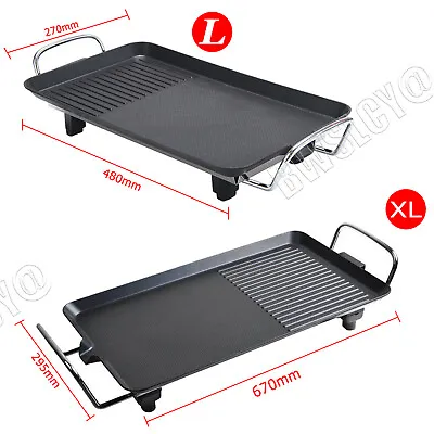 £32.10 • Buy Electric Table Top Grill Griddle BBQ Hot Plate Camping Cooking Cast Iron Pan XXL
