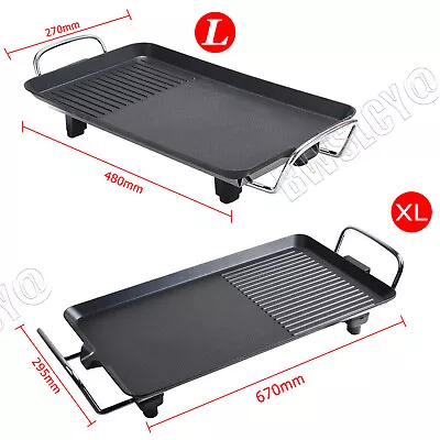 Electric Table Top Grill Griddle BBQ Hot Plate Camping Cooking Cast Iron Pan XXL • £21