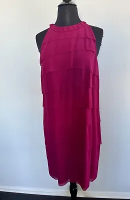 Vince Women's Silk Tiered Ruffle Pink  Dress Sleeveless Size 12 • $22.40