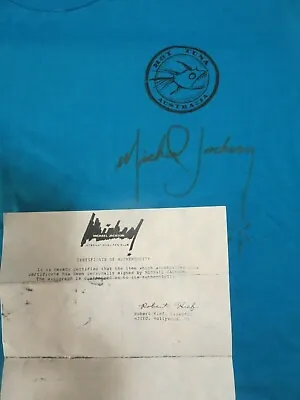 Michael Jackson Signed Tee Shirt With Loa From Jacksons Fan Club. $$$$$$ • $325