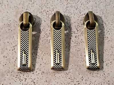 (3) Hartmann Brass H Logo Metal Zipper Pull Tabs With Slider 1.25  USED L@@K • $17.95