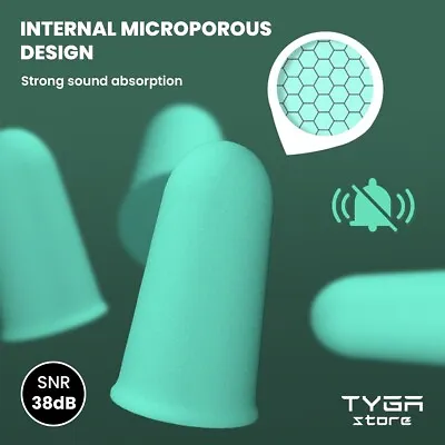 TYGA Store Soft Foam Ear Plugs 10-2000 Pairs Bulk Buy - 38dB SNR (Mint Green) • £129.99