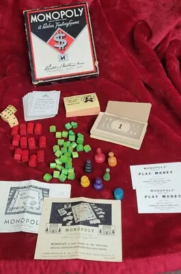 Vintage Monopoly 1936 Parker Brothers Board Game Wood Pieces  • $28.99
