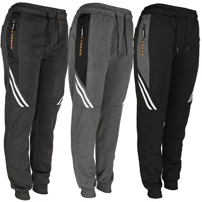 Men's Fashion Joggers Draw String Sports Sweat Pants Striped Zipper Pockets • $16.99