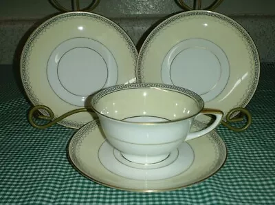 4PCS Lohengrin Eschenbach A2150 Black Greek Key 1 Cup 3 Saucers Cream Bavaria EX • $7.50