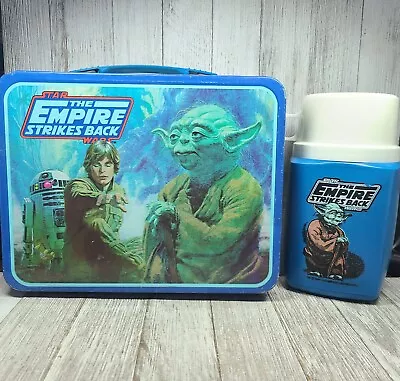 Vintage 1980 Star Wars Empire Strikes Back Metal Lunchbox WITH THERMOS Yoda C3P0 • $112.50