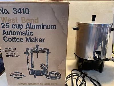 VINTAGE WEST BEND 25 CUP ALUMINUM AUTOMATIC COFFEE MAKER #3410 W/ORG BOX-tested • $39.99