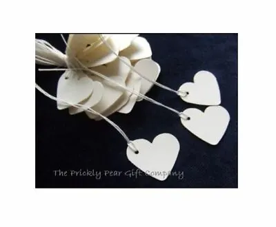 £3.95 • Buy 100 Small White Heart Tie On Price Tags - Favour Tags, Jewellery Tags Labels